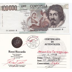 100000 LIRE CARAVAGGIO I TIPO 10.3.1993  